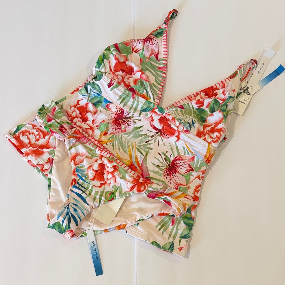 Lucky Brand Multicolor Tropical Floral Bikini Bathing Suit Size Small New